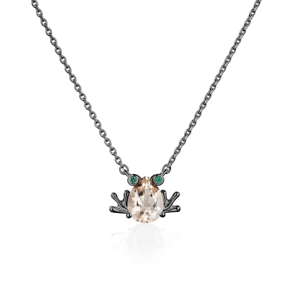Morganite Frog Necklace | LUO Jewelry #metal_black finish sterling silver