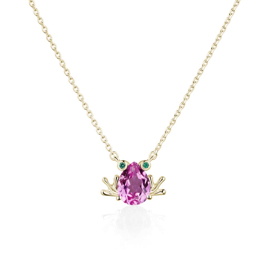 Pink Sapphire Frog Necklace | LUO Jewelry #metal_14k yellow gold