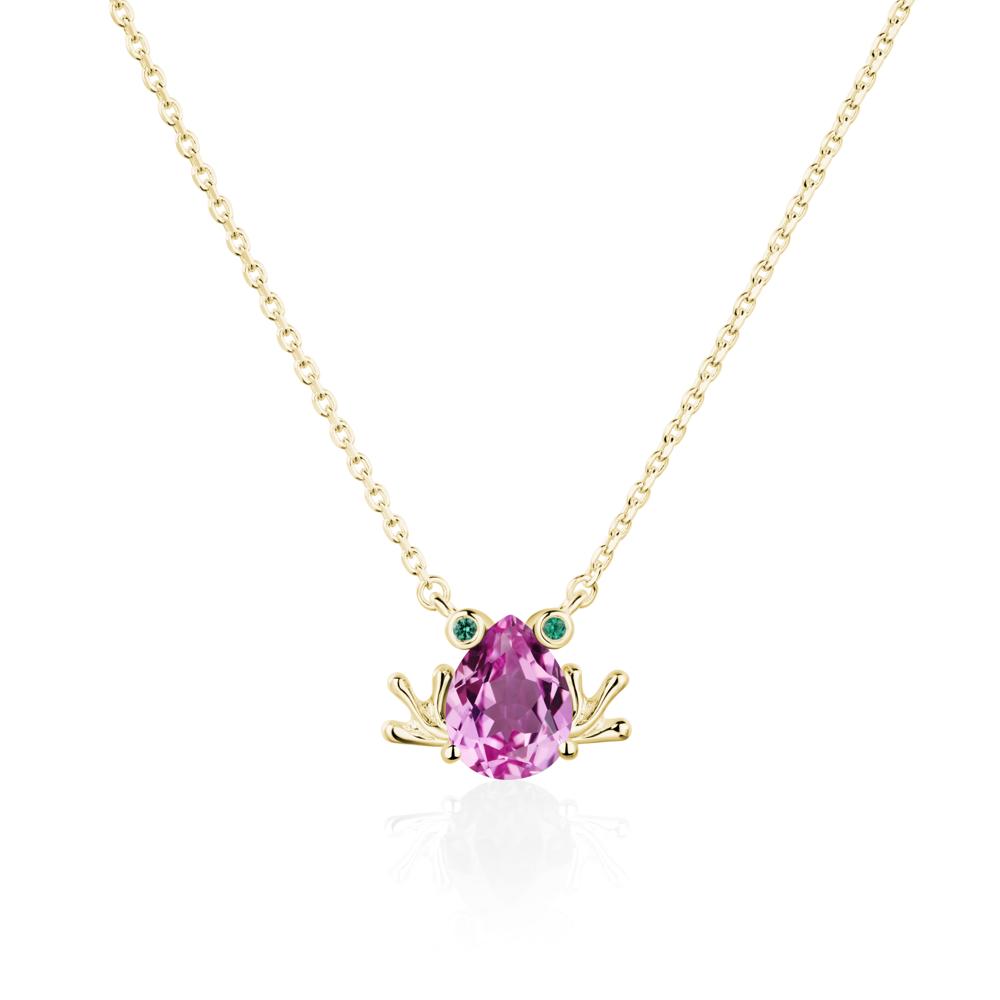 Pink Sapphire Frog Necklace | LUO Jewelry #metal_18k yellow gold