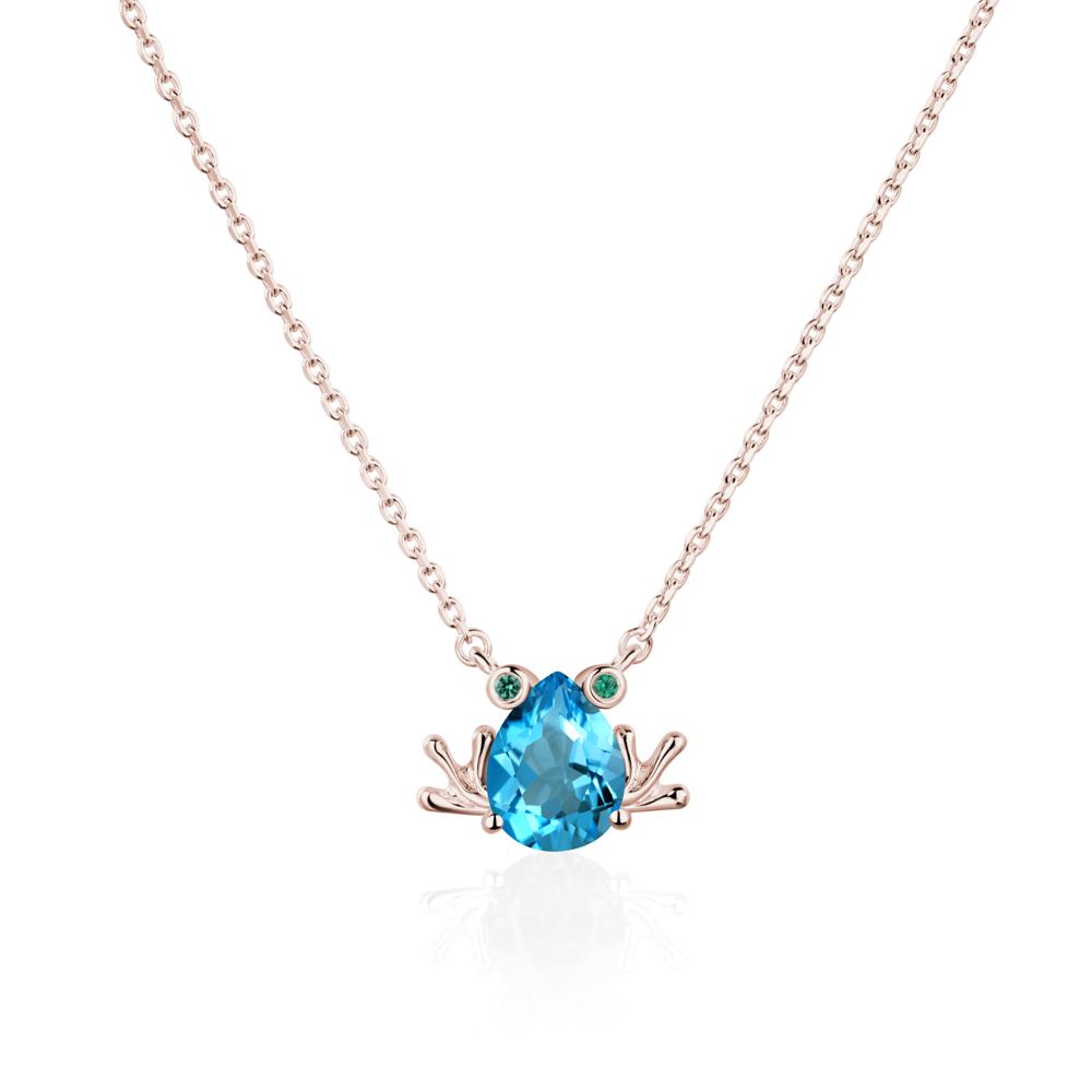 Swiss Blue Topaz Frog Necklace | LUO Jewelry #metal_14k rose gold