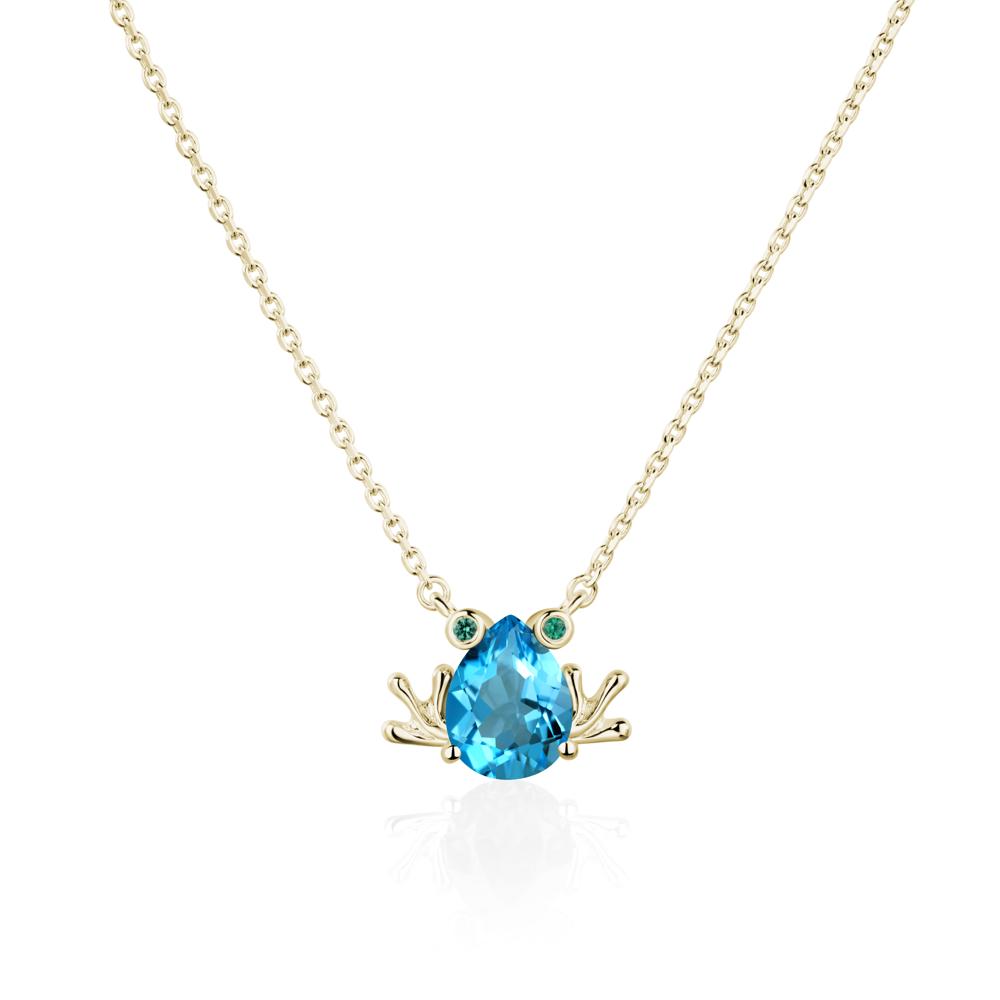 Swiss Blue Topaz Frog Necklace | LUO Jewelry #metal_14k yellow gold