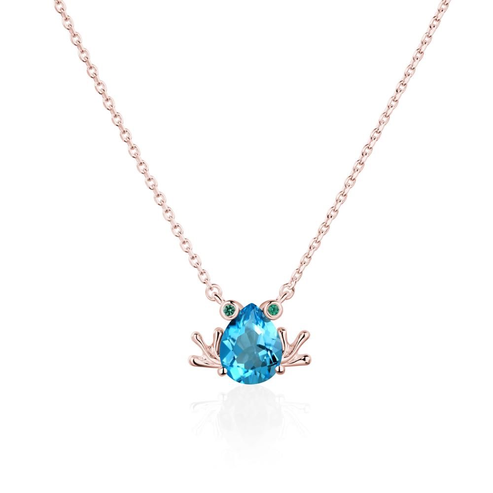 Swiss Blue Topaz Frog Necklace | LUO Jewelry #metal_18k rose gold