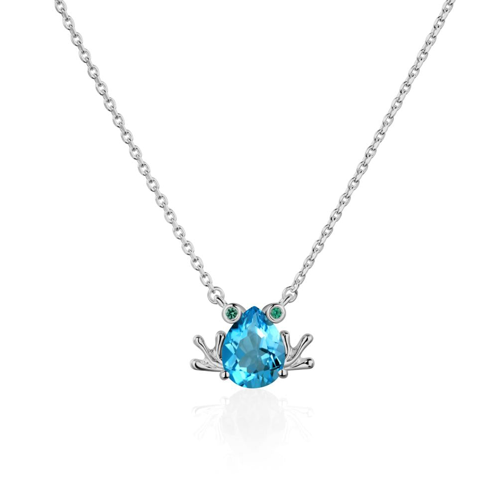 Swiss Blue Topaz Frog Necklace | LUO Jewelry #metal_platinum