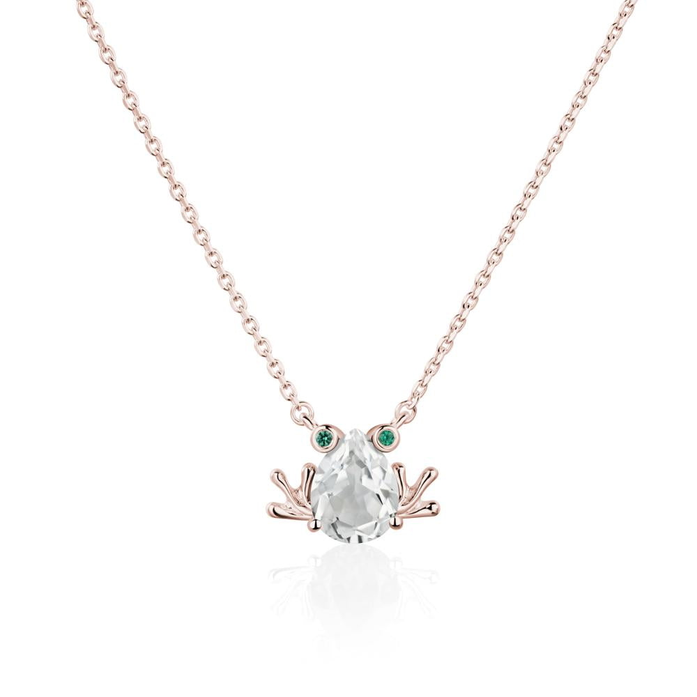 White Topaz Frog Necklace | LUO Jewelry #metal_14k rose gold