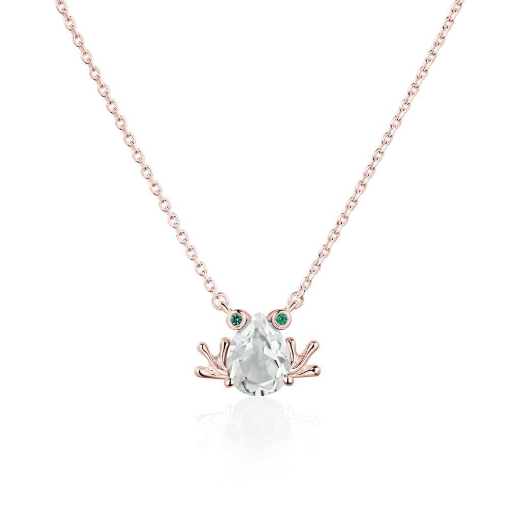 White Topaz Frog Necklace | LUO Jewelry #metal_18k rose gold