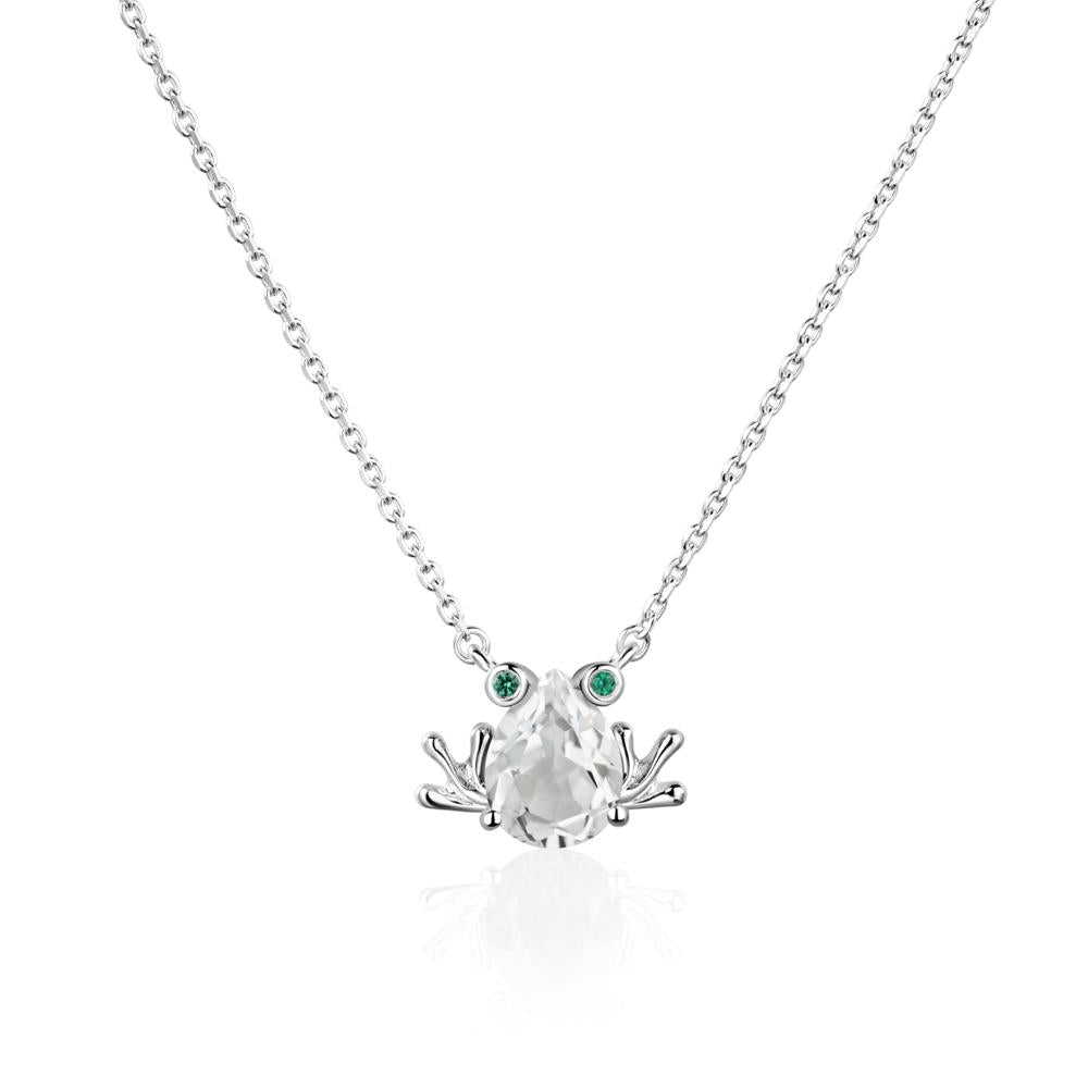 White Topaz Frog Necklace | LUO Jewelry #metal_18k white gold