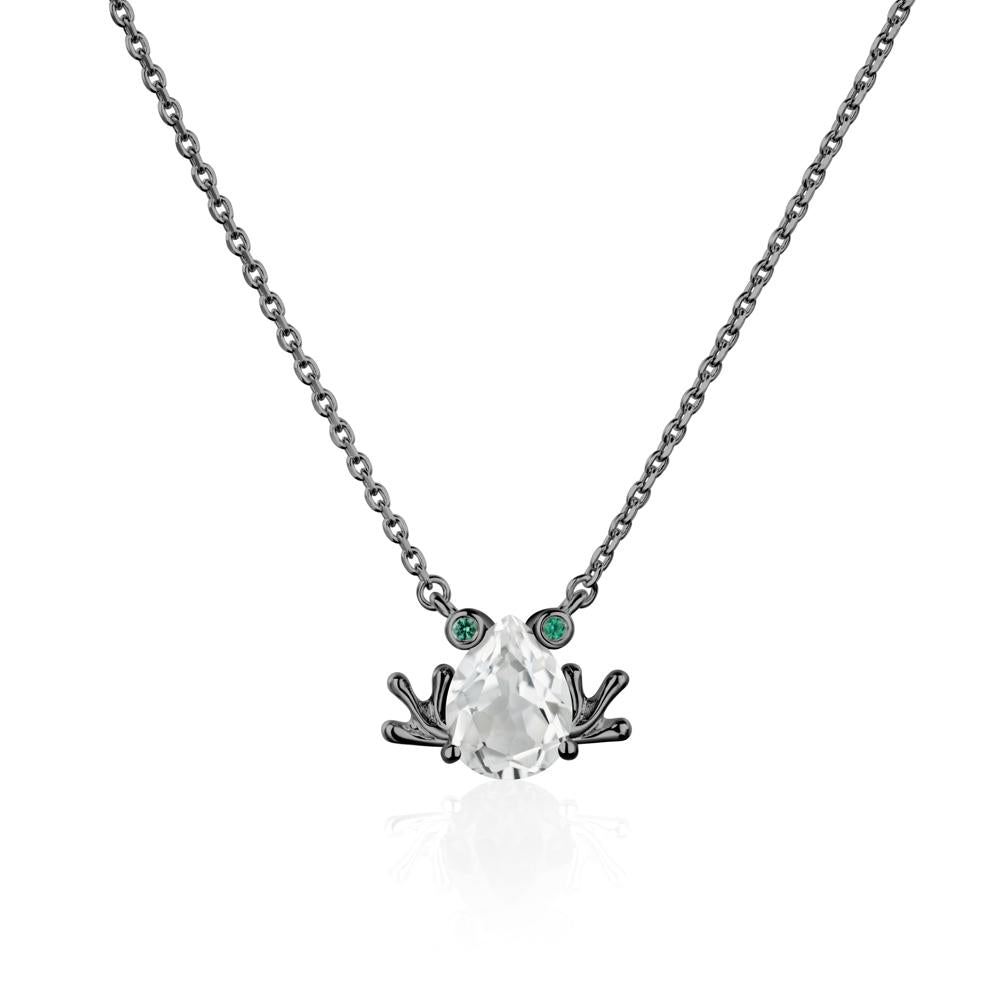 White Topaz Frog Necklace | LUO Jewelry #metal_black finish sterling silver