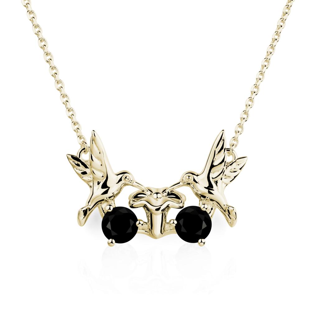 Black Spinel Two Stone Hummingbird Necklace | LUO Jewelry #metal_14k yellow gold