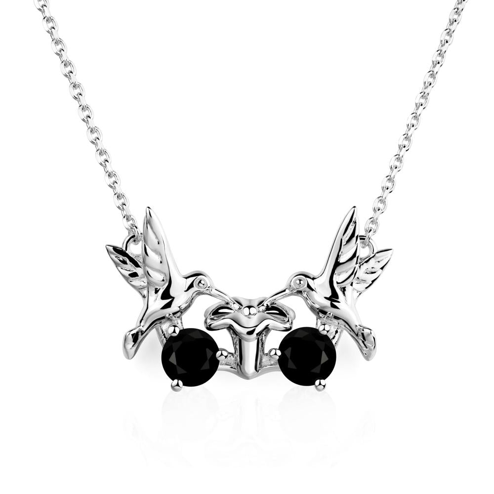 Black Spinel Two Stone Hummingbird Necklace | LUO Jewelry #metal_18k white gold
