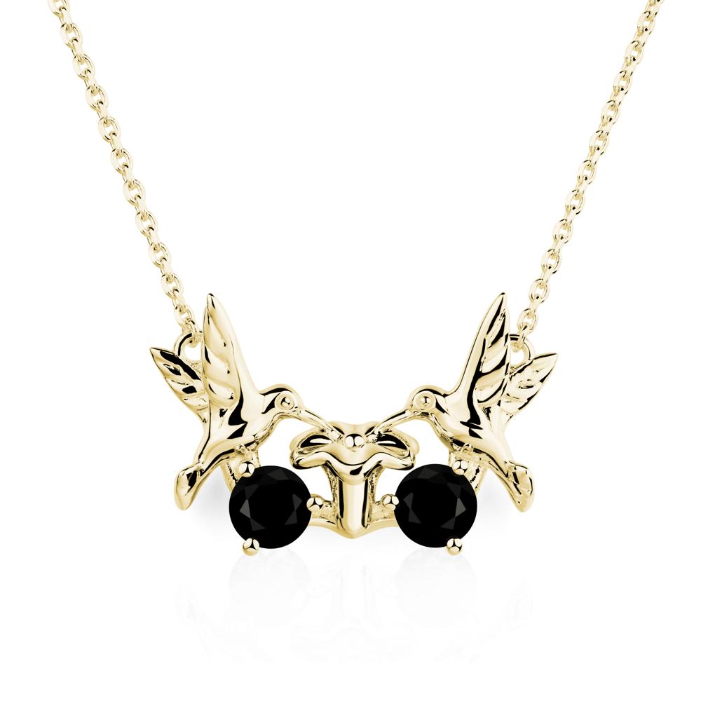 Black Spinel Two Stone Hummingbird Necklace | LUO Jewelry #metal_18k yellow gold