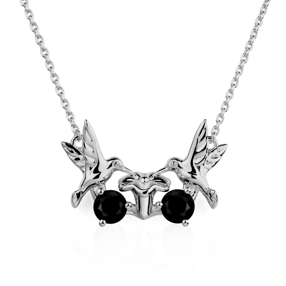 Black Spinel Two Stone Hummingbird Necklace | LUO Jewelry #metal_platinum