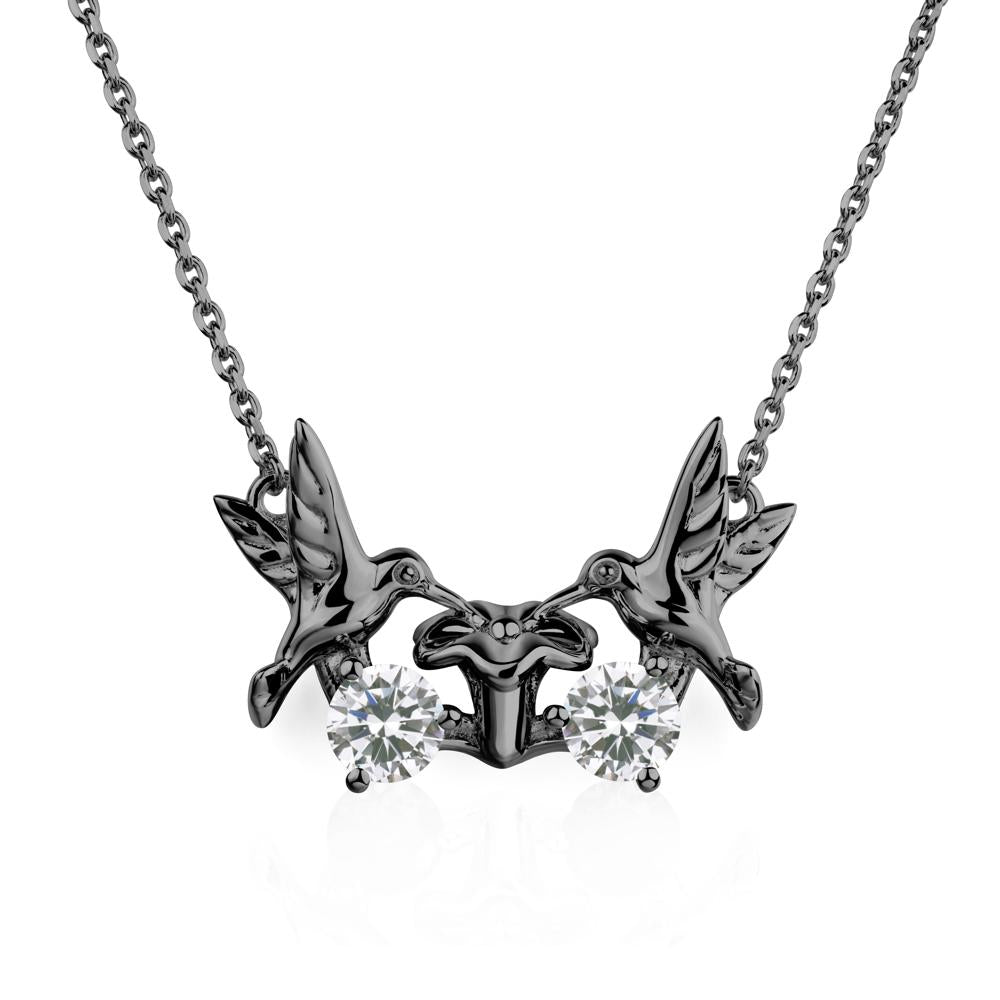Cubic Zirconia Two Stone Hummingbird Necklace | LUO Jewelry #metal_black finish sterling silver
