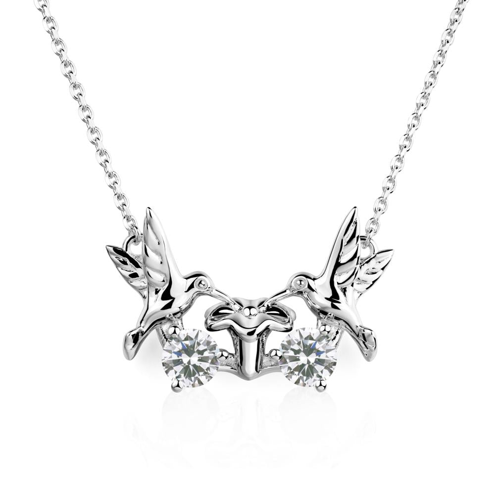 Cubic Zirconia Two Stone Hummingbird Necklace | LUO Jewelry #metal_sterling silver