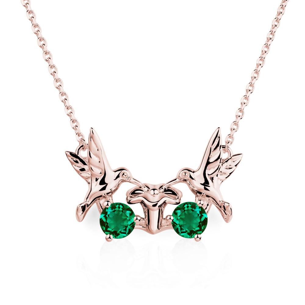 Emerald Two Stone Hummingbird Necklace | LUO Jewelry #metal_18k rose gold
