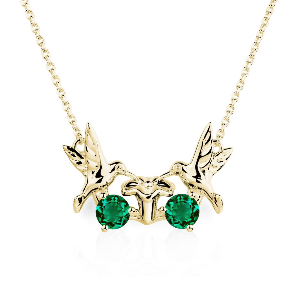 Emerald Two Stone Hummingbird Necklace | LUO Jewelry #metal_18k yellow gold