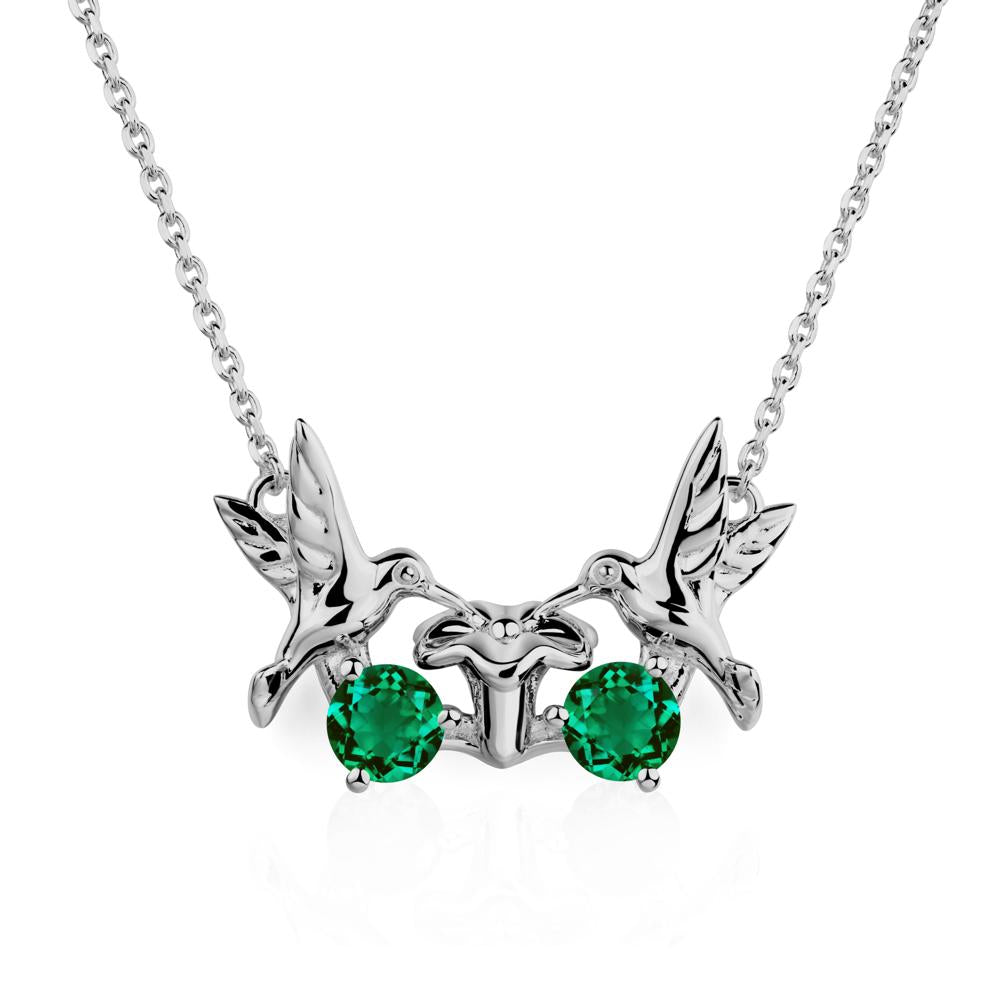 Emerald Two Stone Hummingbird Necklace | LUO Jewelry #metal_platinum