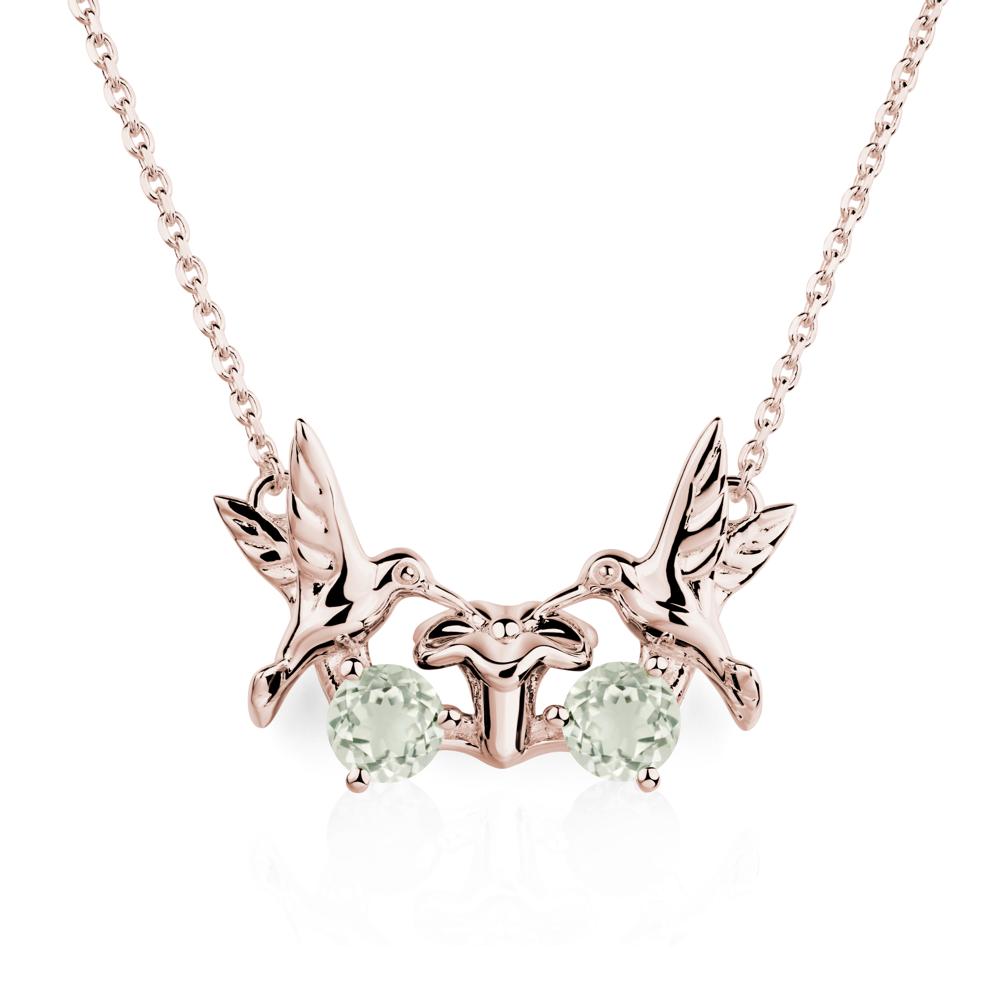 Green Amethyst Two Stone Hummingbird Necklace | LUO Jewelry #metal_14k rose gold