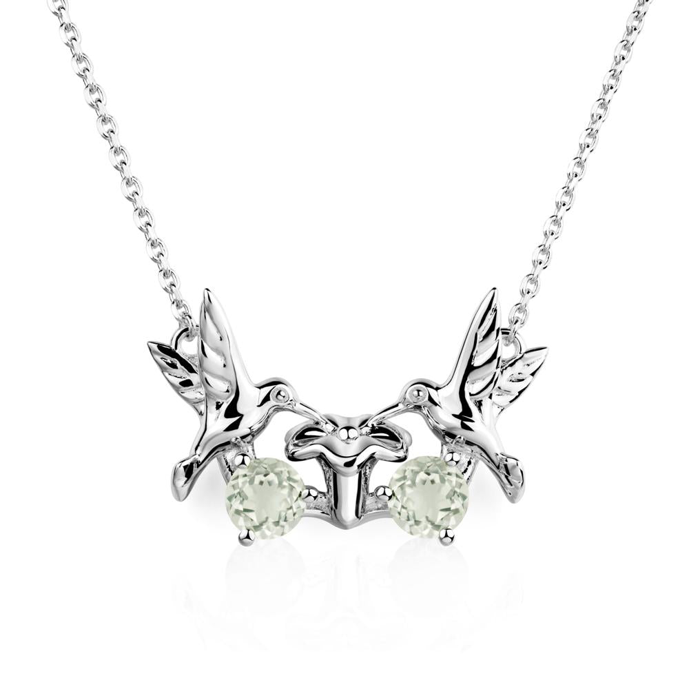 Green Amethyst Two Stone Hummingbird Necklace | LUO Jewelry #metal_18k white gold