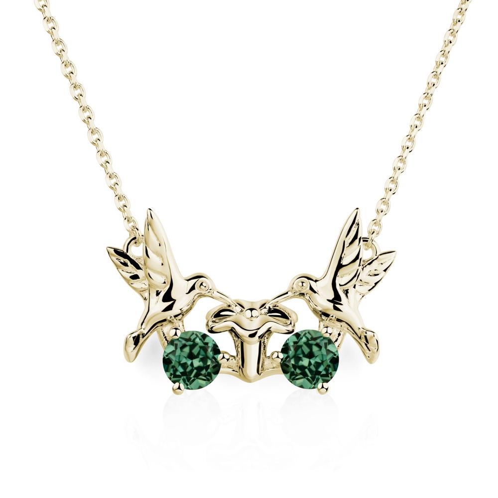 Green Sapphire Necklace Hummingbird | LUO Jewelry #metal_14k yellow gold