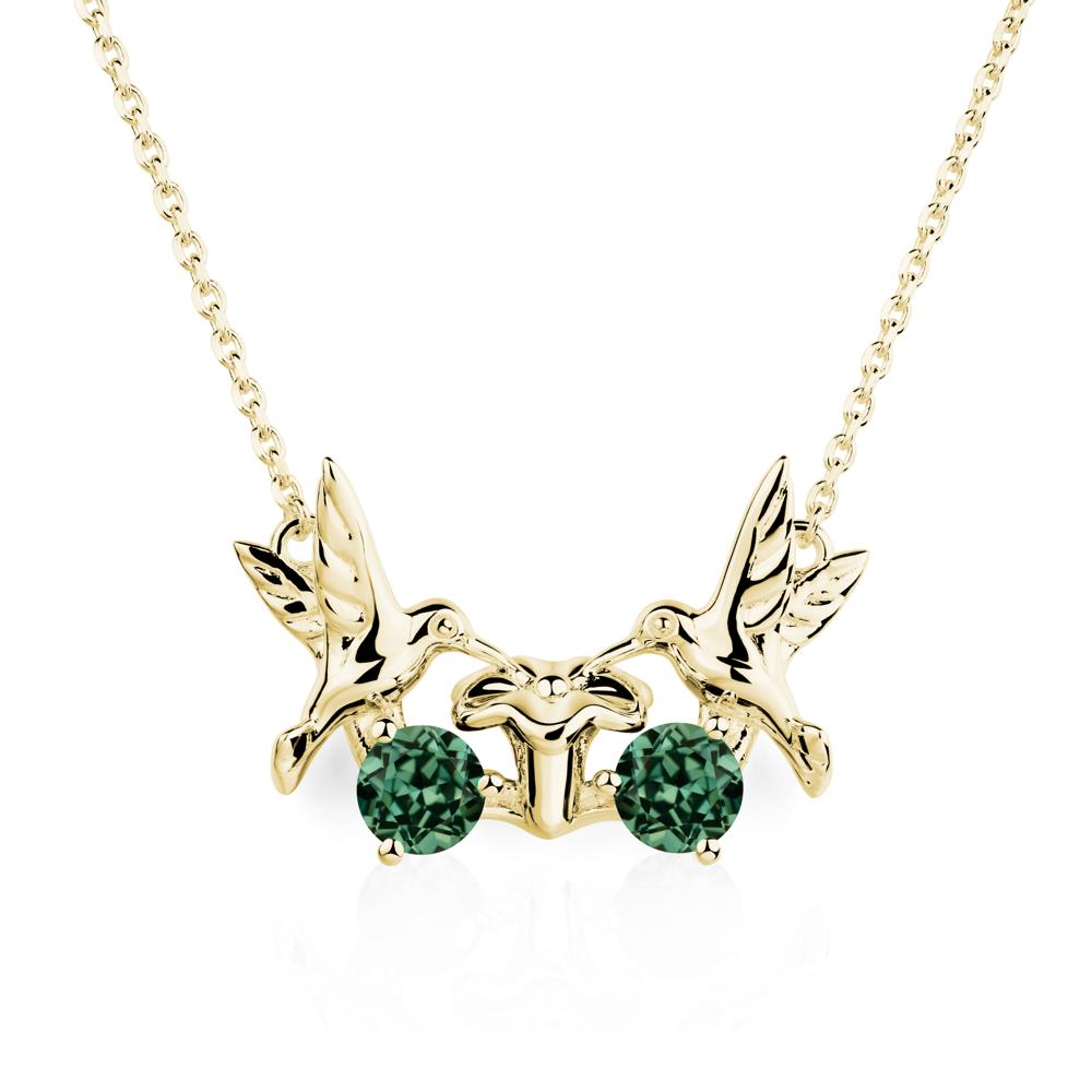 Green Sapphire Necklace Hummingbird | LUO Jewelry #metal_18k yellow gold