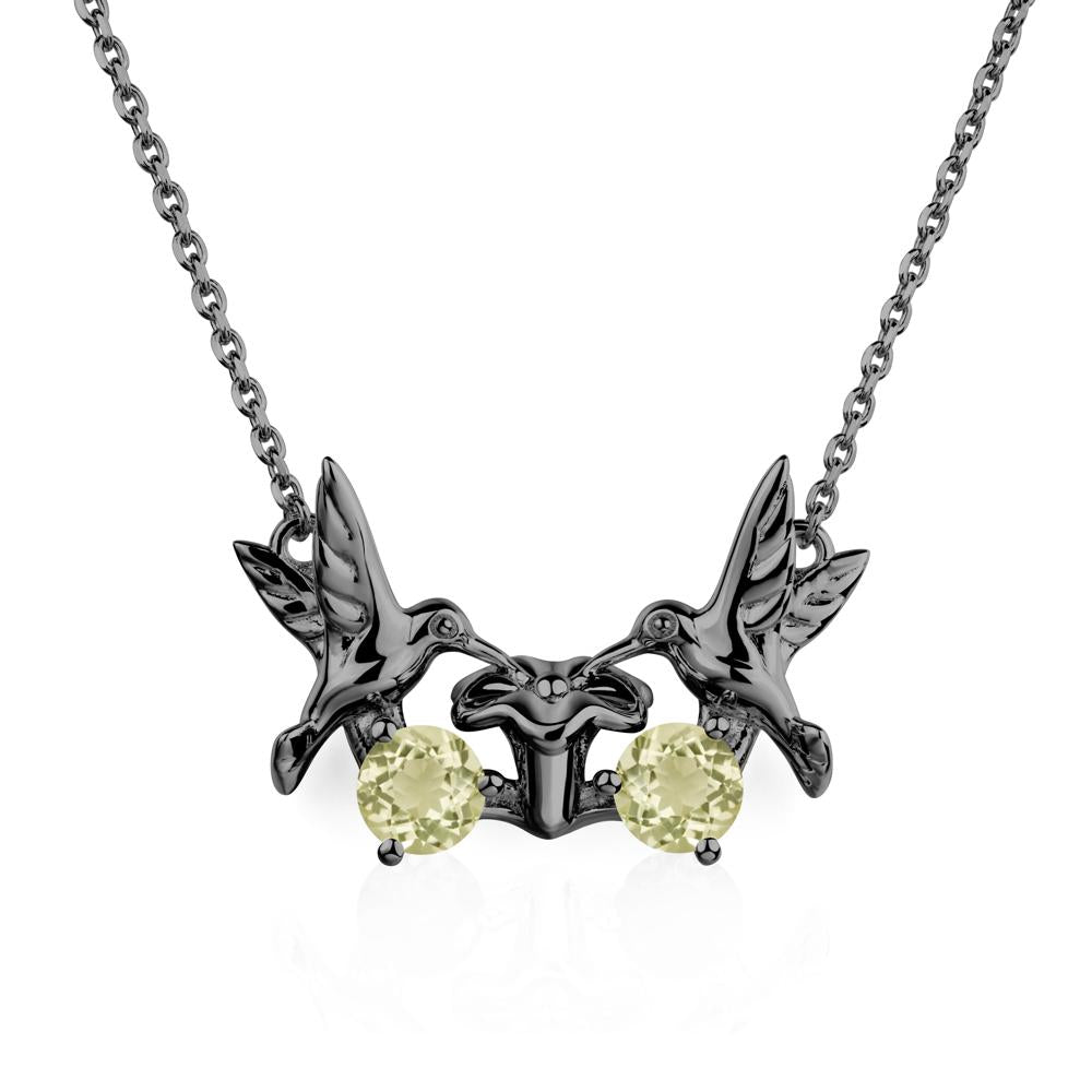 Lemon Quartz Two Stone Hummingbird Necklace | LUO Jewelry #metal_black finish sterling silver