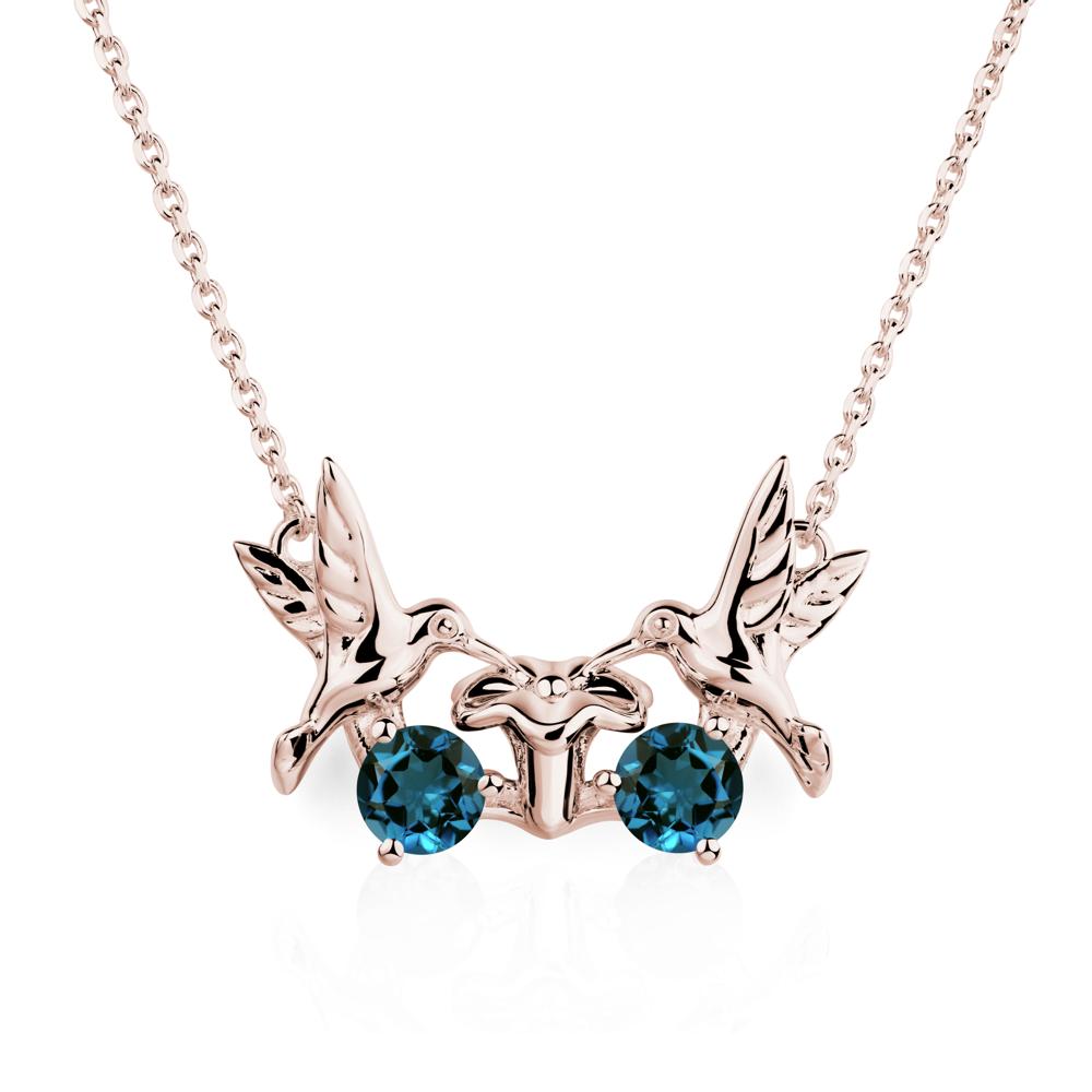 London Blue Topaz Necklace Hummingbird | LUO Jewelry #metal_14k rose gold