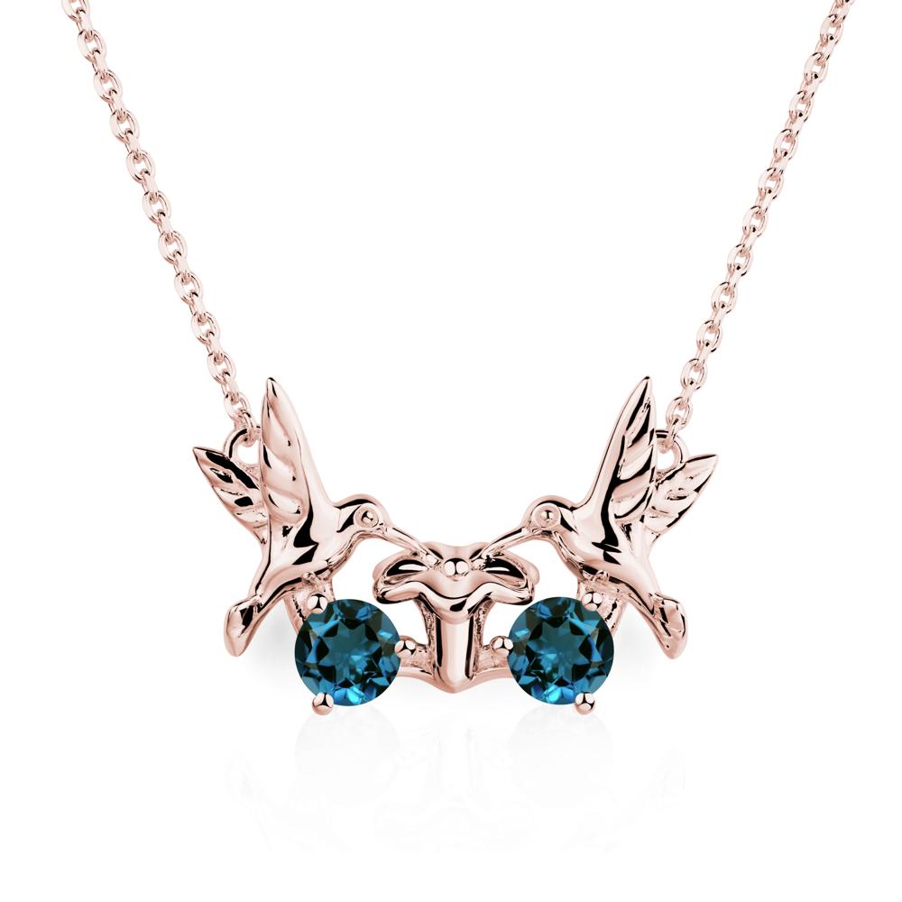 London Blue Topaz Necklace Hummingbird | LUO Jewelry #metal_18k rose gold