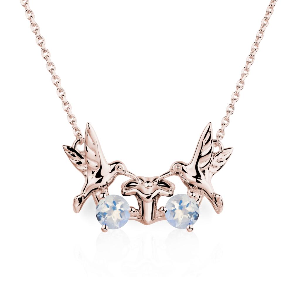 Moonstone Two Stone Hummingbird Necklace | LUO Jewelry #metal_14k rose gold