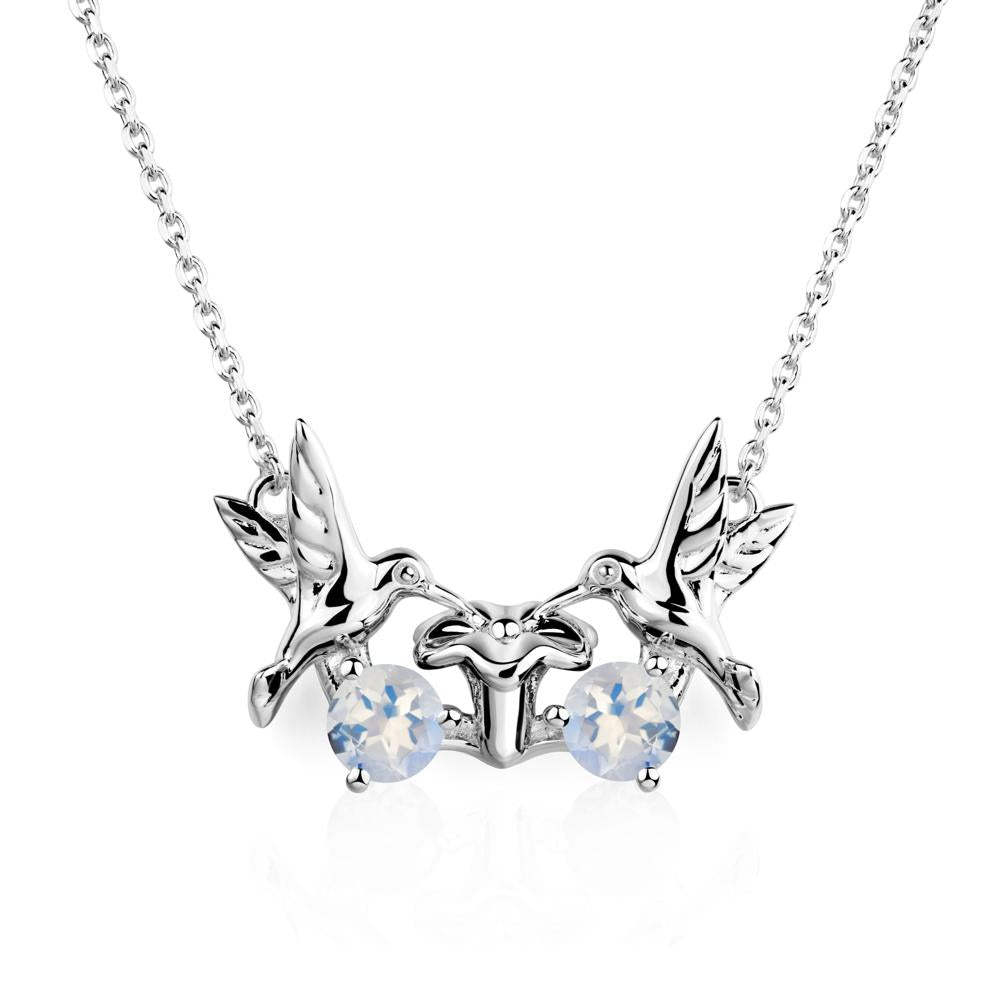 Moonstone Two Stone Hummingbird Necklace | LUO Jewelry #metal_14k white gold
