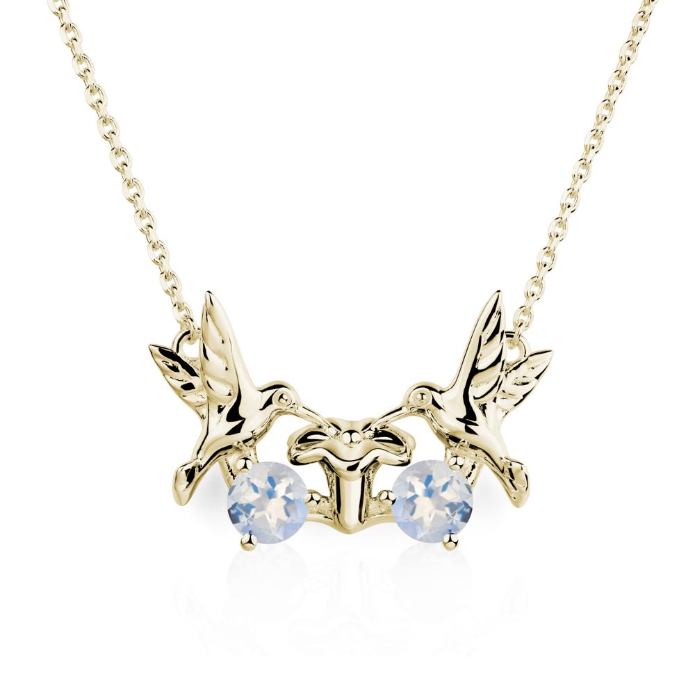Moonstone Two Stone Hummingbird Necklace | LUO Jewelry #metal_14k yellow gold
