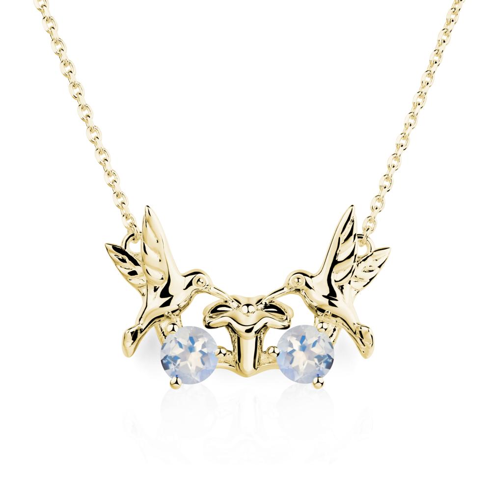 Moonstone Two Stone Hummingbird Necklace | LUO Jewelry #metal_18k yellow gold