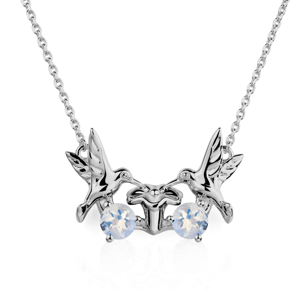 Moonstone Two Stone Hummingbird Necklace | LUO Jewelry #metal_platinum