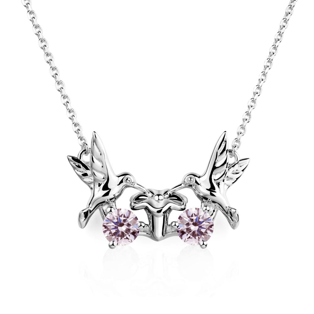 Pink Cubic Zirconia Two Stone Hummingbird Necklace | LUO Jewelry #metal_sterling silver