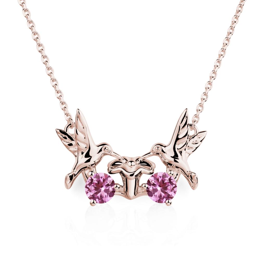 Pink Sapphire Necklace Hummingbird | LUO Jewelry #metal_14k rose gold