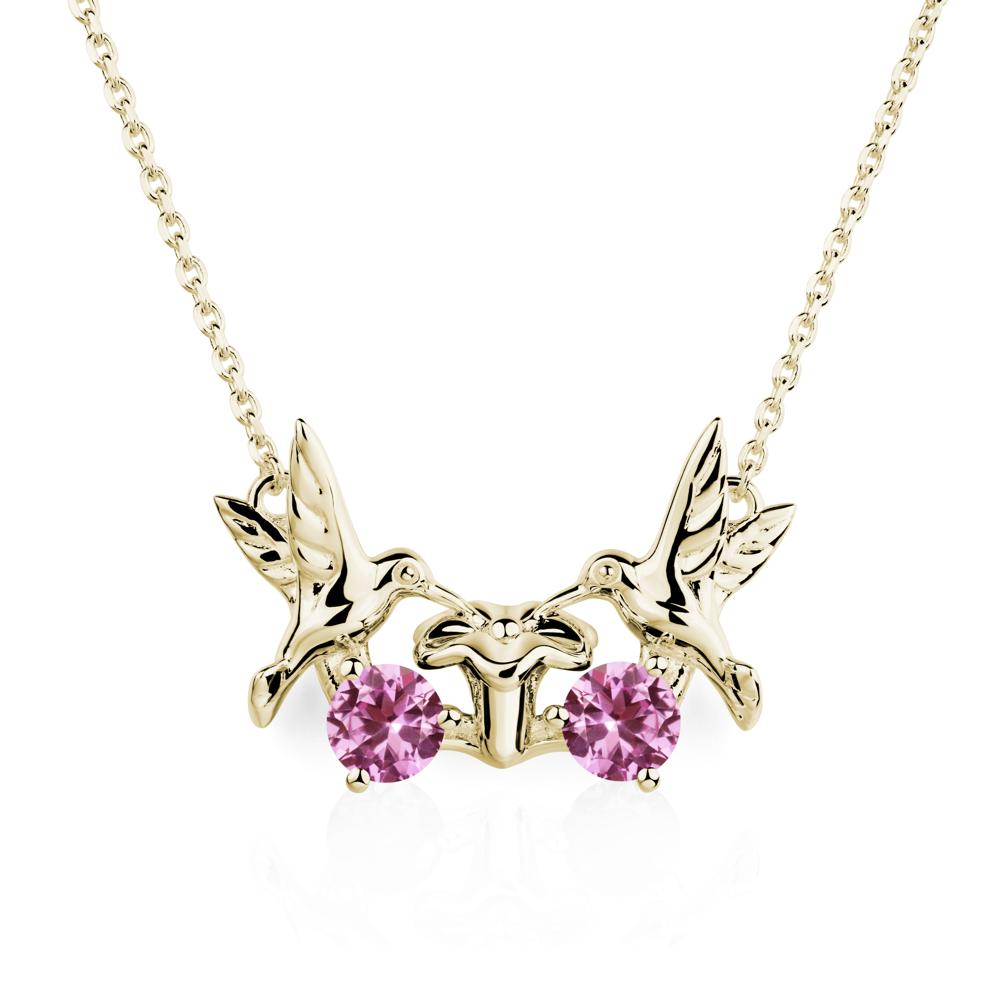 Pink Sapphire Necklace Hummingbird | LUO Jewelry #metal_14k yellow gold