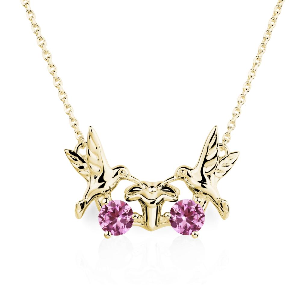 Pink Sapphire Necklace Hummingbird | LUO Jewelry #metal_18k yellow gold