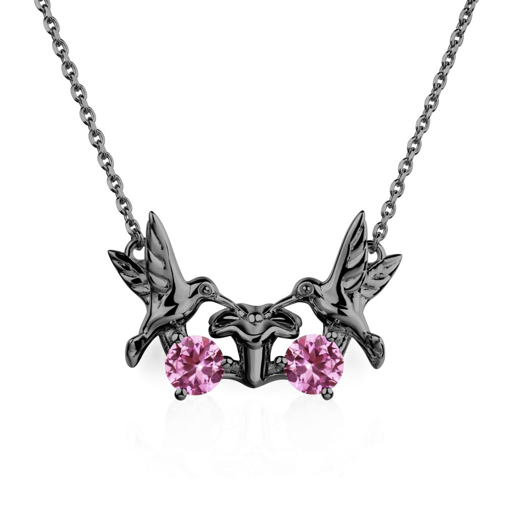 Pink Sapphire Necklace Hummingbird | LUO Jewelry #metal_black finish sterling silver