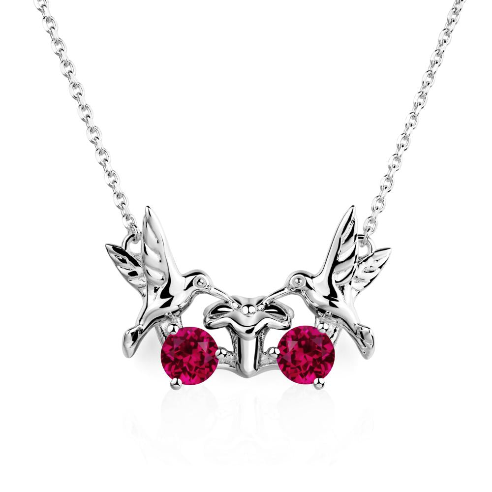 Ruby Two Stone Hummingbird Necklace | LUO Jewelry #metal_18k white gold