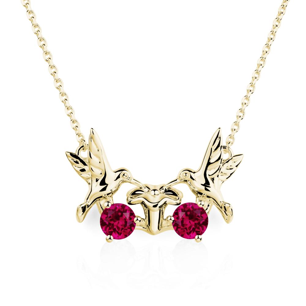 Ruby Two Stone Hummingbird Necklace | LUO Jewelry #metal_18k yellow gold