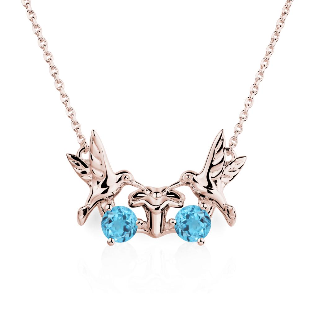 Swiss Blue Topaz Necklace Hummingbird | LUO Jewelry #metal_14k rose gold