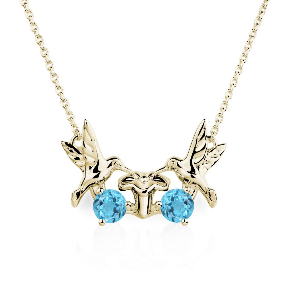 Swiss Blue Topaz Necklace Hummingbird | LUO Jewelry #metal_14k yellow gold