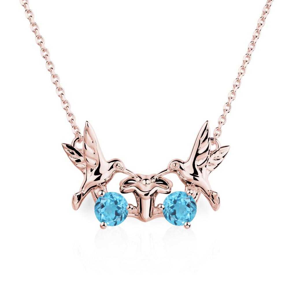 Swiss Blue Topaz Necklace Hummingbird | LUO Jewelry #metal_18k rose gold