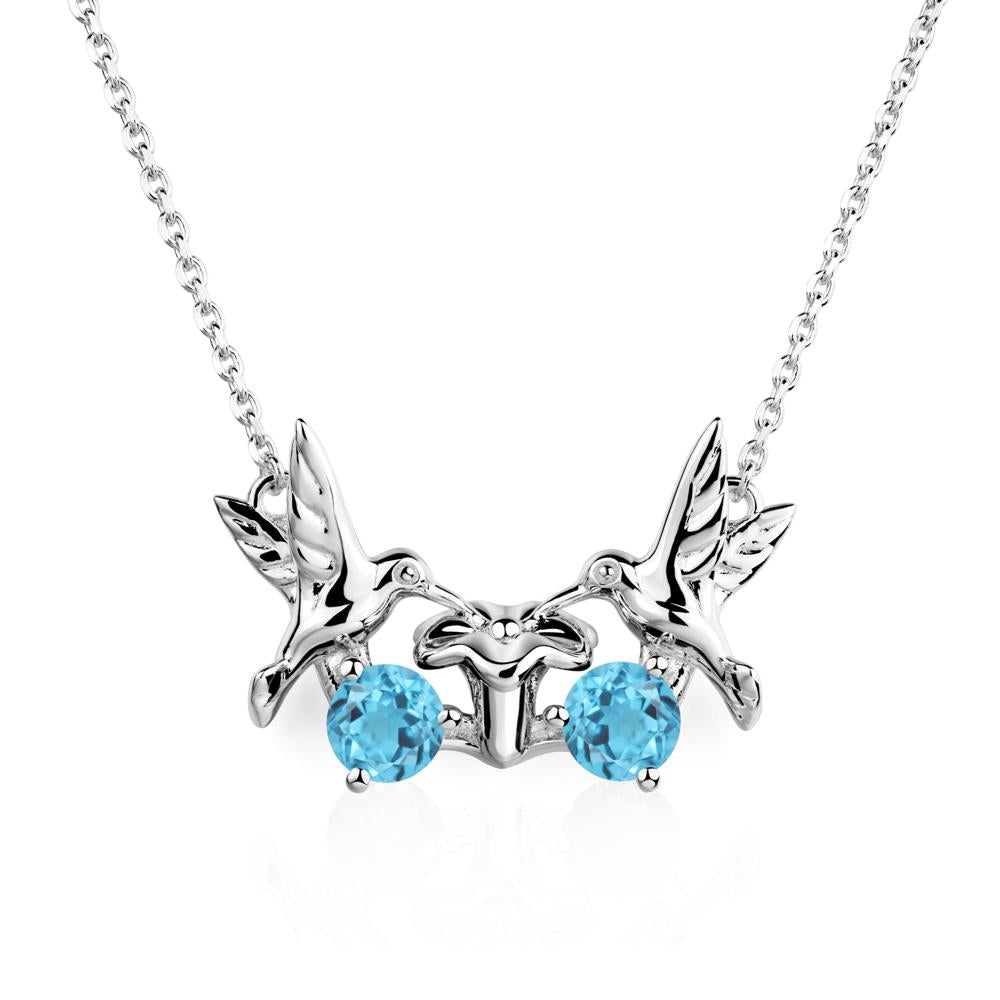 Swiss Blue Topaz Necklace Hummingbird | LUO Jewelry #metal_18k white gold