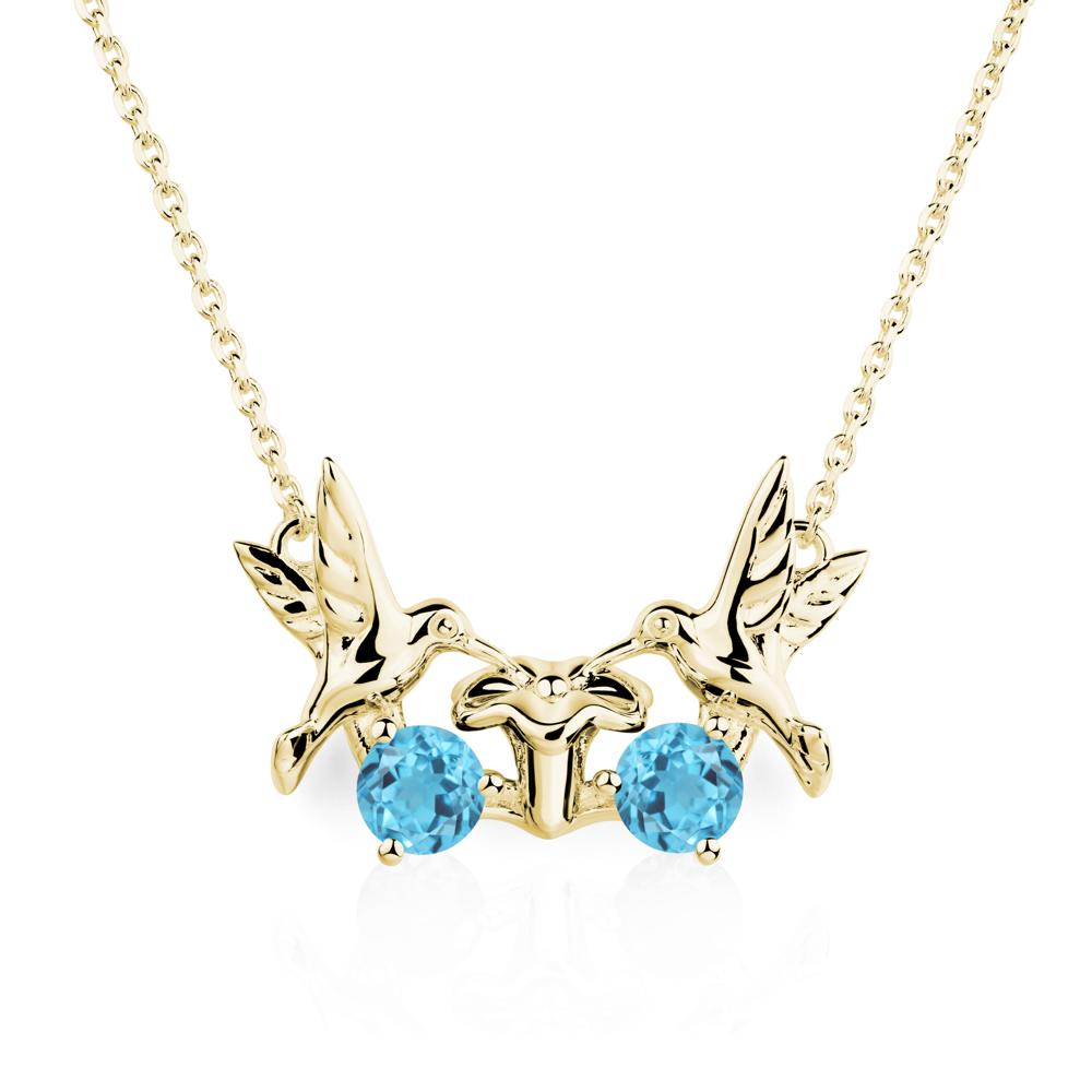 Swiss Blue Topaz Necklace Hummingbird | LUO Jewelry #metal_18k yellow gold