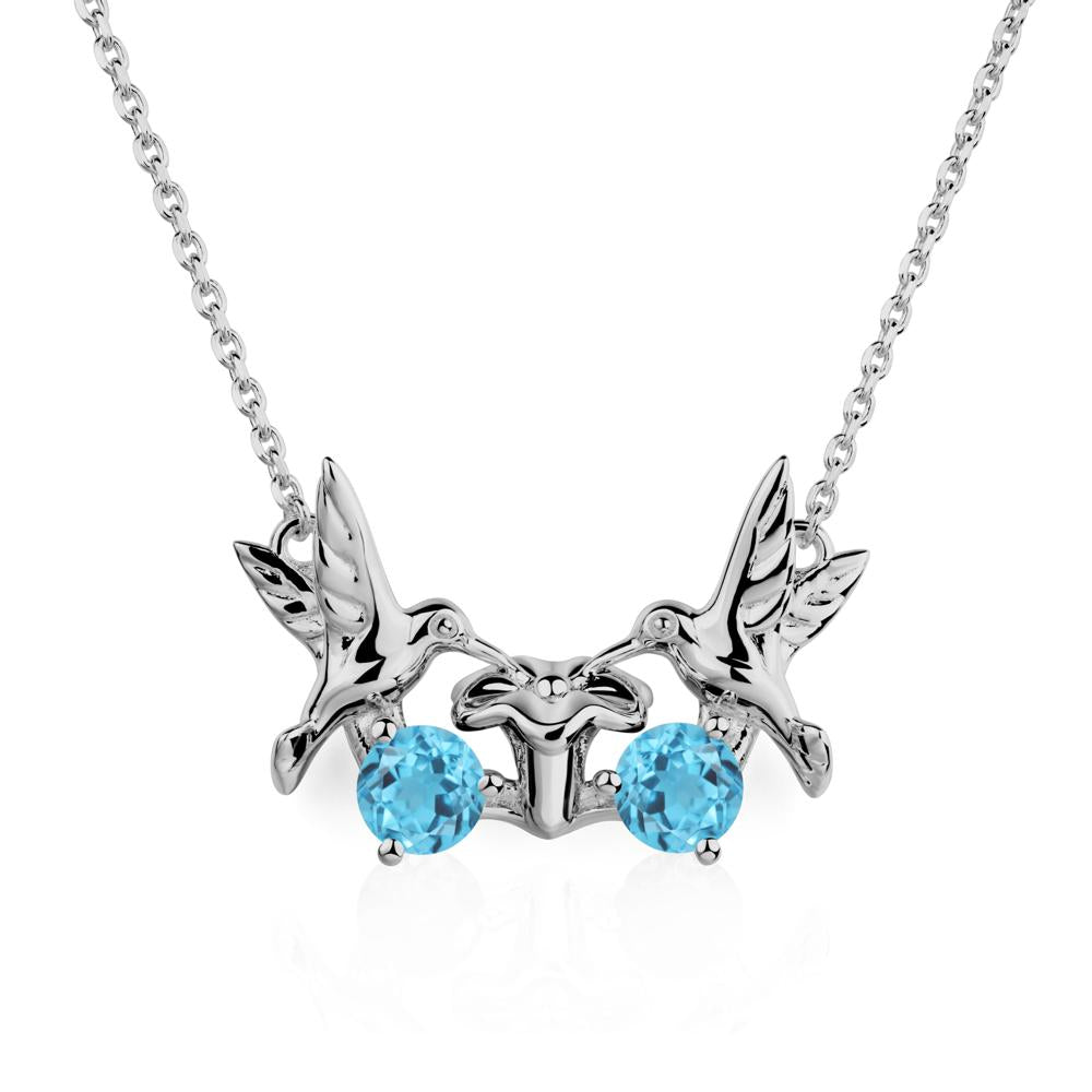 Swiss Blue Topaz Necklace Hummingbird | LUO Jewelry #metal_platinum