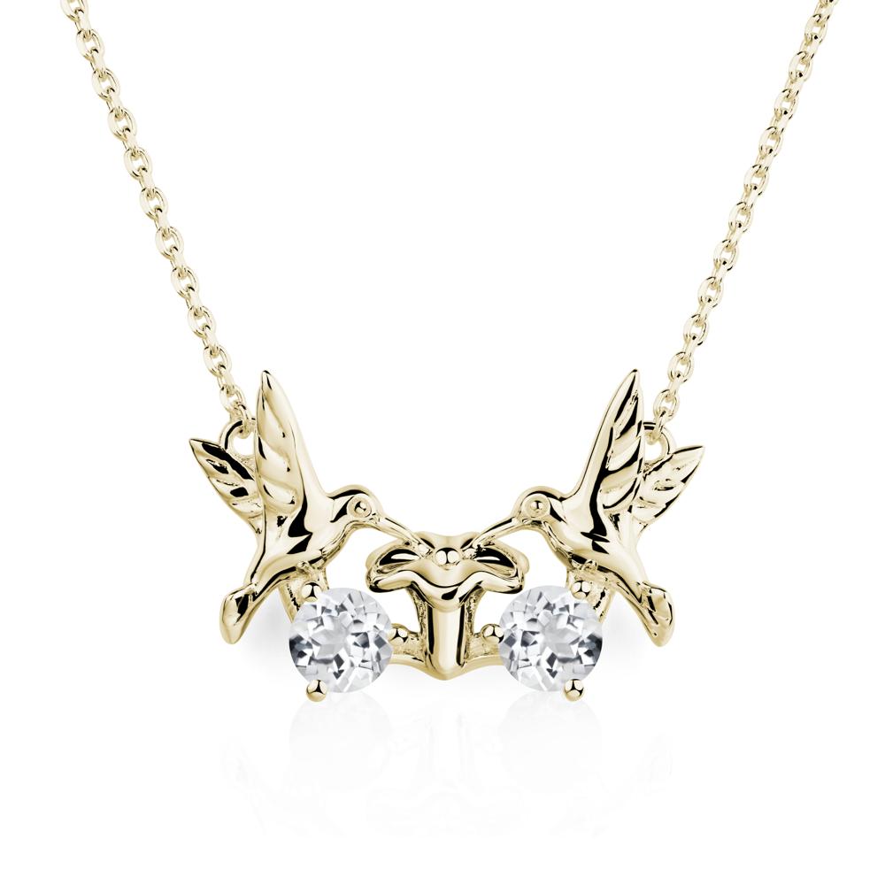White Topaz Necklace Hummingbird | LUO Jewelry #metal_14k yellow gold