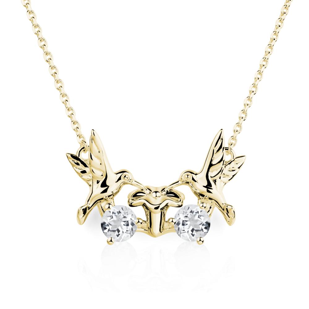 White Topaz Necklace Hummingbird | LUO Jewelry #metal_18k yellow gold