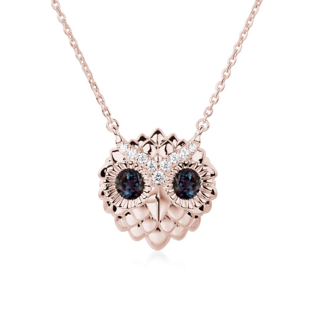 Alexandrite Owl Necklace - LUO Jewelry #metal_14k rose gold