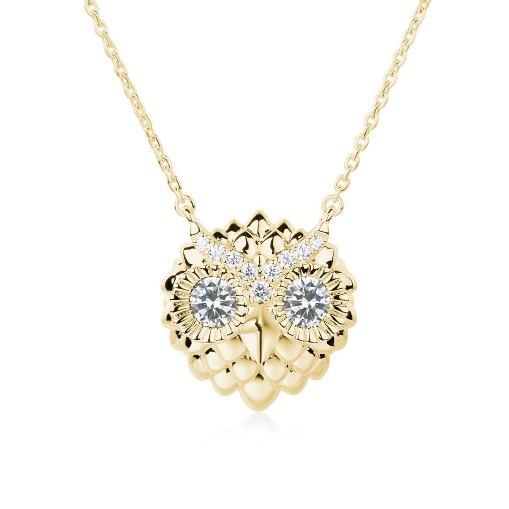 Cubic Zirconia Owl Necklace - LUO Jewelry #metal_18k yellow gold
