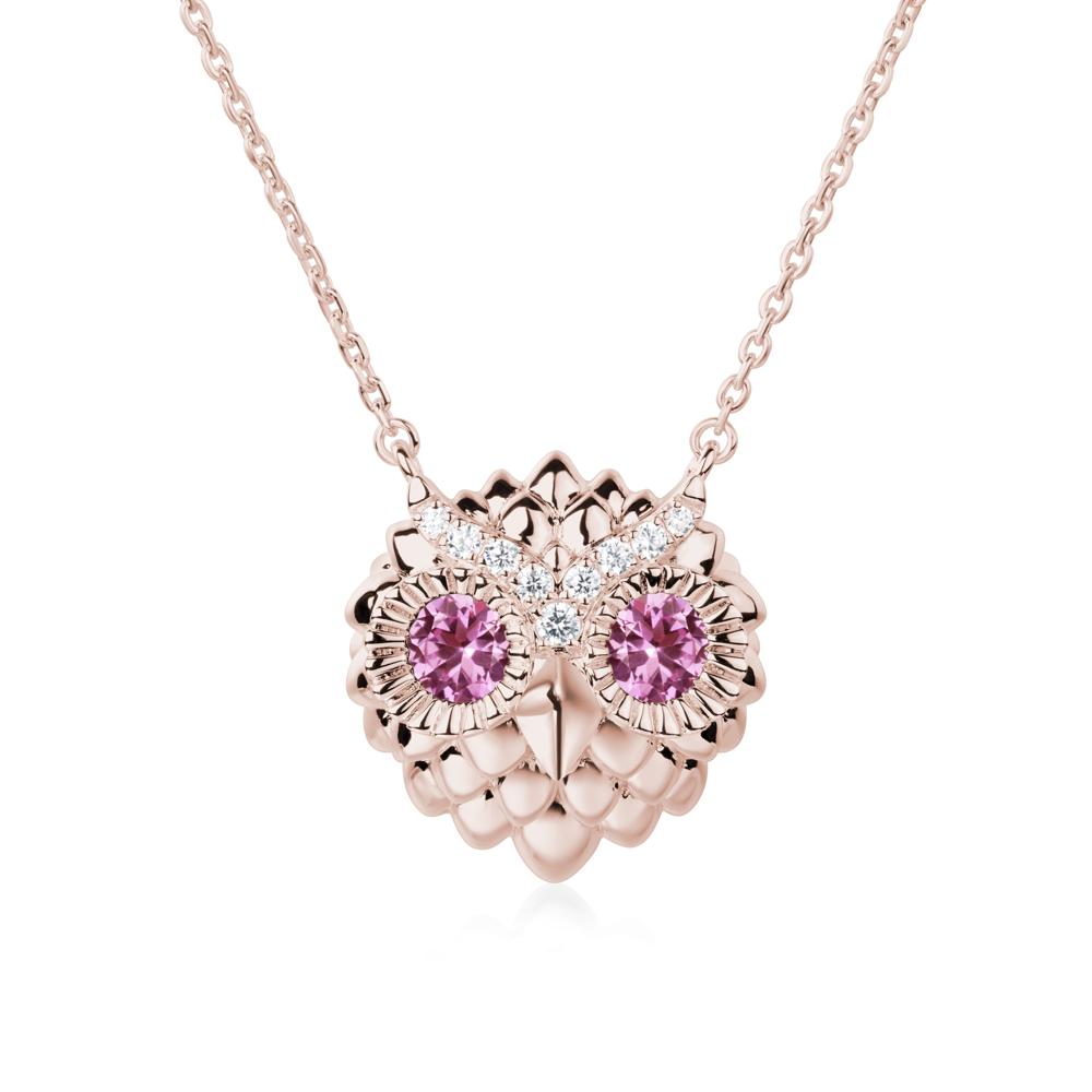 Pink Sapphire Owl Necklace - LUO Jewelry #metal_14k rose gold